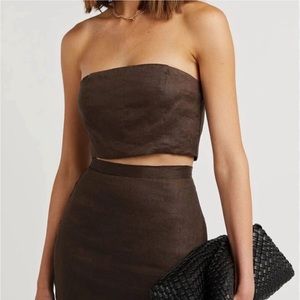 DISSH Nadine Bandeau Cropped Tube Top — Chocolate Brown. NWT — matching set